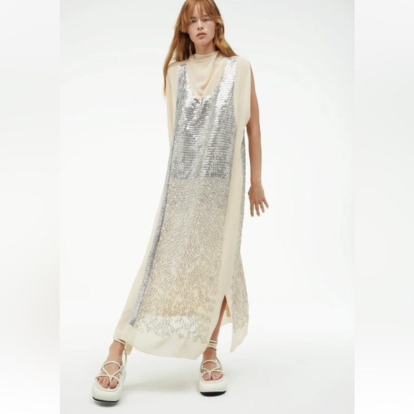NEW NWT Zara Atelier Limited Edition Contrasting Maxi Dress Kaftan Sequin S - Picture 15 of 15